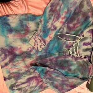 Victoria's Secret Tie-Dye Scoop Neck Sweater in Purple, Blue, Pink